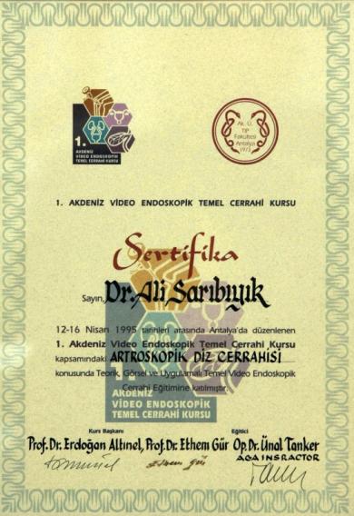 OP.DR.ALİ SARIBIYIK SERTİFİKA