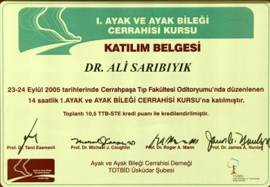 OP.DR.ALİ SARIBIYIK SERTİFİKA